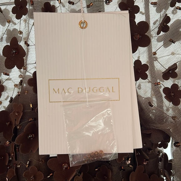 Mac Duggal - Brown Embellished Illusion High Neck Long Sleeve Fit & Flare Dress - Picture 16 of 17